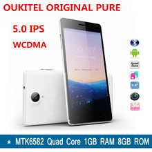 OUKITEL ORIGINAL PURE 5 inch MTK6582 Quad Core Android 5.0 Unlocked Mobile Phone 1GB RAM 8GB ROM 8MP Camera 3G WCDMA Smartphone