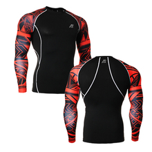 Men’s Fixgear for Running Tight Skin Compression Shirts Long Sleeves Sides 3D Prints Male Breathable Quick Dry Tops & T-Shirts