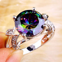 Free Shipping Mystic Rainbow Topaz White Sapphire 925 Silver Ring Fashion Women Party Jewelry Size 6