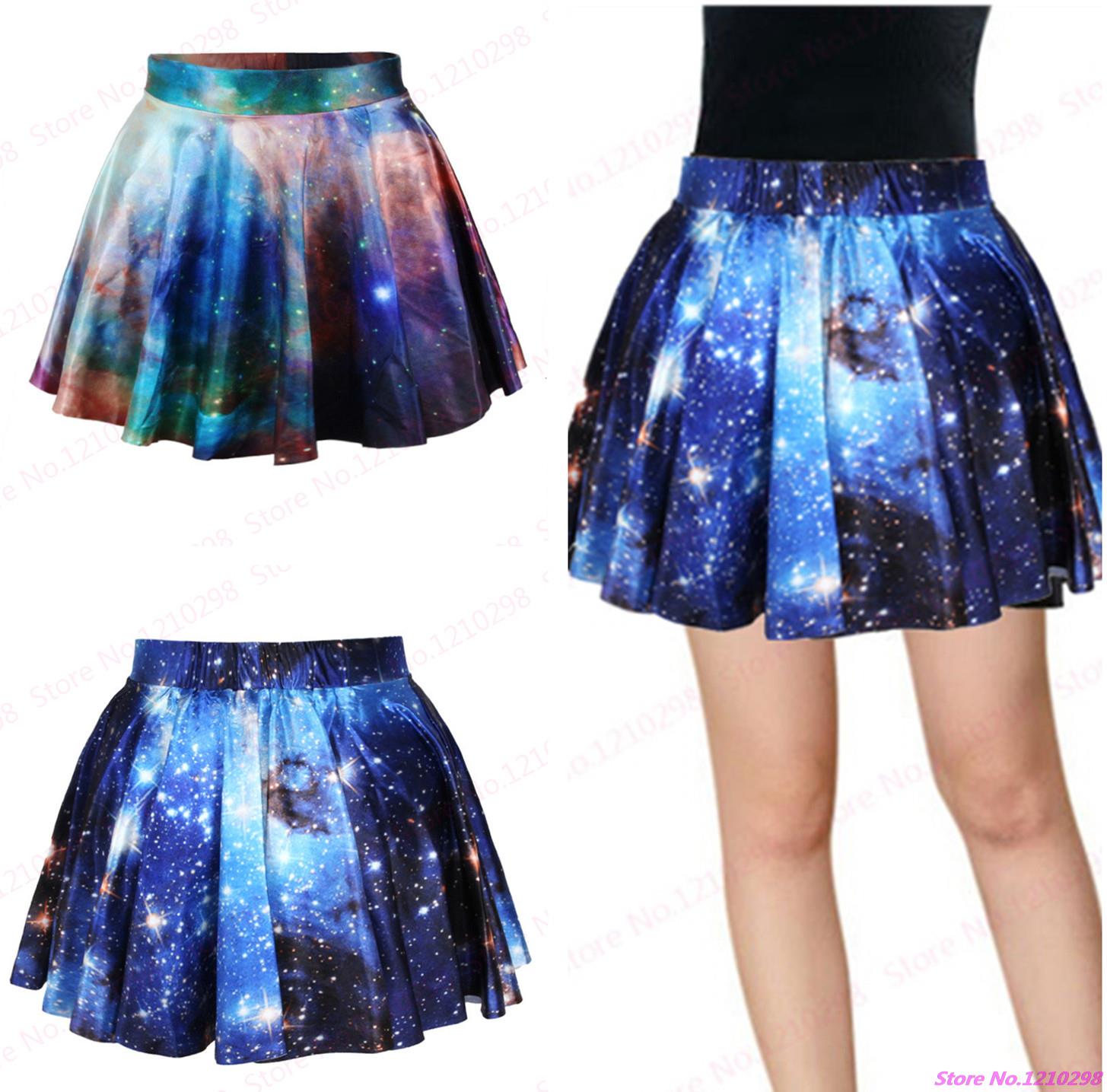 New Running Gym Skirts Pettiskirt Red Starry Pleated Mini Skirt Dance Style Blue Galaxy Tennis Mini