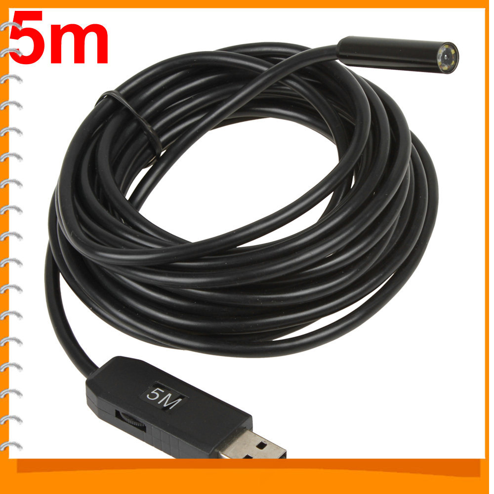 5m USB Cable 6 LEDs 1 6 CMOS 1600 x 1200 HD 2MP 9mm USB Endoscope