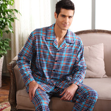 Autumn Mens Pajamas Knitted Cotton Men Pajama Sets Full Sleeve Pyjamas Round Neck Sleepwear Casual Sleep Lounge Polka Dot Pijama