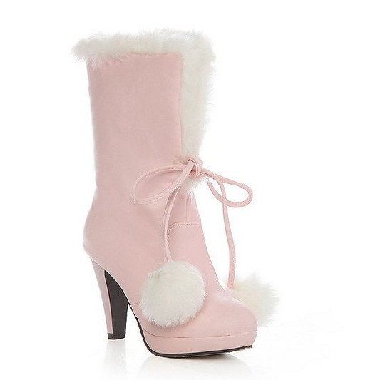 Купить шипами на высоких каблуках платформы теплые меховые зимние ...