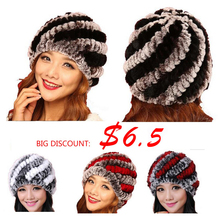 2015 New Style Genuine Knitted Rex Rabbit Fur Hat Natural Rabbit Fur Caps Fashion Women Beanies Headgear Various Colors