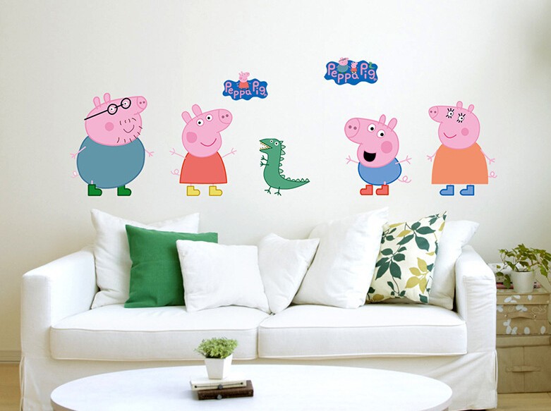 Large PEPPA PIG Wall Stickers Kids Bedroom Nursery Decor Art Mural