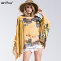FROMMAZZ 2016 New Summer Casual Fashion Floral Women Ladies Sexy Batwing Sleeve Loose Chiffon Floral Printed
