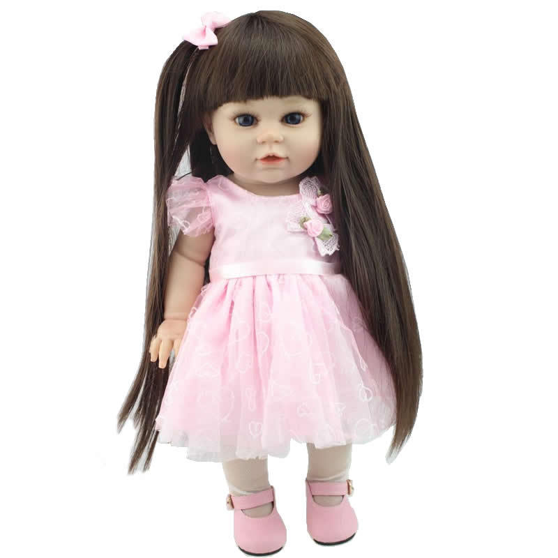 Lifesize Reborn Baby Doll For Girls 18 Inch full vinyl American Doll Realistic Baby girl Collectible Toys Doll Birthday Gift