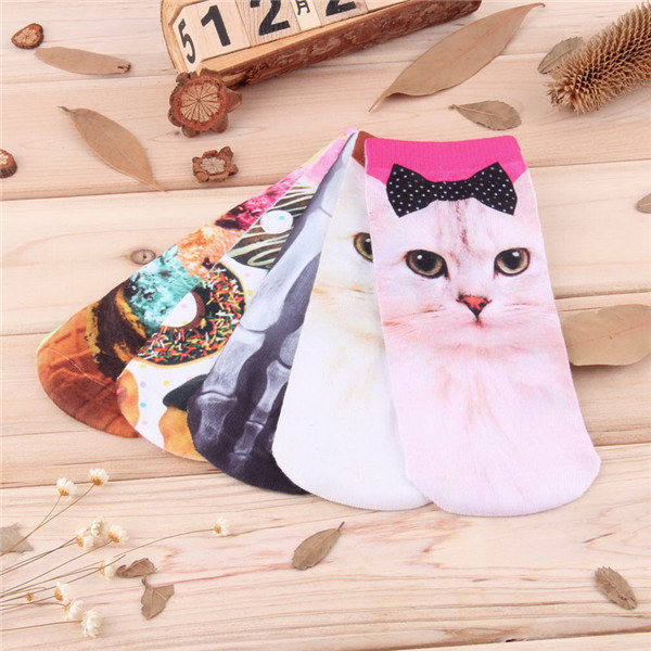 1pair 3D Printed socks Men Women Unisex Cute Low Cut Ankle Socks Multiple Colors Cotton sock
