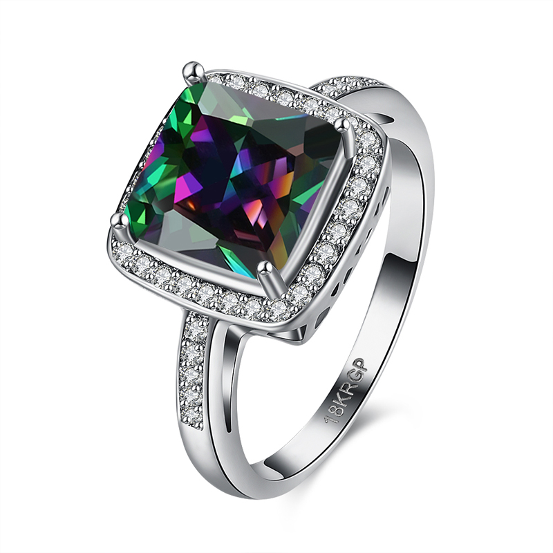 jexxi hot selling white gold plated wedding rings for woman square rainbow cz diamond engagement anniversary - Selling Wedding Ring jexxi hot selling white gold plated wedding rings for woman square rainbow cz diamond engagement anniversary - Selling Wedding Ring