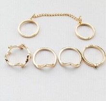 2015 new 6pcs lot Shiny Punk style Gold plated Stacking midi Finger Knuckle rings Charm Leaf