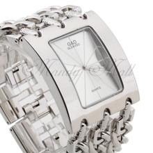 Women Quartz Watch Wristwatch Stainless Steel Alloy Silver White Rectangle Dial Chain Link Fashion New