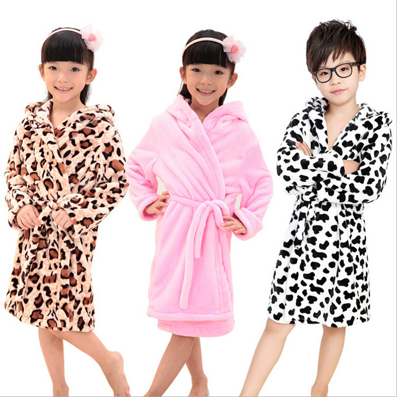 girls font b boys b font soft flannel hoodies mid long robes 2016 new cartoon thicker