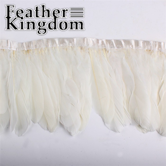 white goose feather trim