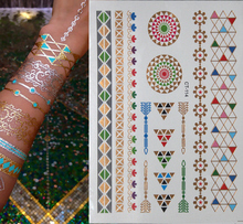 Women Colorful Bracelet Tattoos Metallic Leaf Tatto Temporary Tattoo Sex Product Flash Taty Metalic Silver Gold Tattoos Body Art