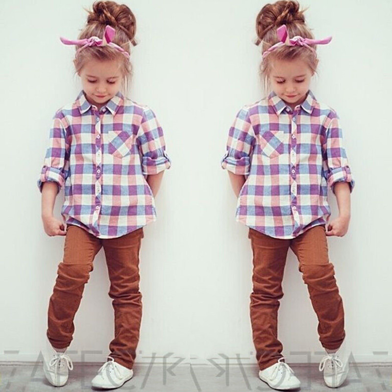 2016 Fashion Spring Autumn Baby Kids Little Girls Tops Long Sleeve Shirts Blouse 2 7Years Free