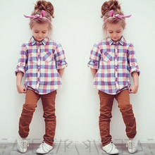 2016 Fashion Spring Autumn Baby Kids Little Girls Tops Long Sleeve Shirts Blouse 2 7Years Free