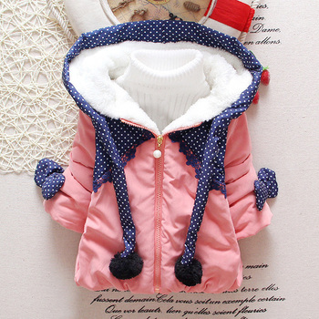 Розничная 2015 новорожденных девочек рождество шляпы зимнее пальто хлопка-ватник куртка пальто и куртки зима мода кролика детей новорожденных девочек одежда