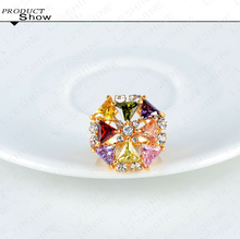 Autumn Unique Rings For Women High Quality 18K Gold Plated Austria Crystal Flower Ring Made With