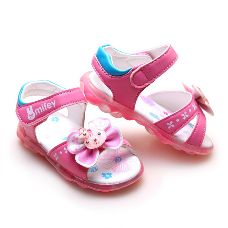 2016 Light Girls Sandals Summer Hook Bow Kids Sandals ...