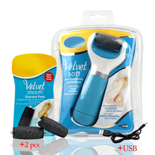 123-Pro Scholl Velvet Smooth Pedi with USB Power+2 Replacements Roller Heads Foot File Massager Scholl Set Pedicure Skin Care