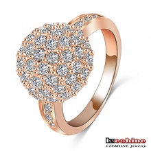 LZESHINE Brand Fashion Ball Ring 18K Rose Gold Plated Jewelry Rings Made With Genuine SWA Elements Austrian Crystal ITL-RI0027