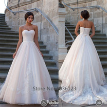 Vestidos de noiva Sweetheart wedding dresses lace applique simple elegant bridal gowns tulle floor length lace