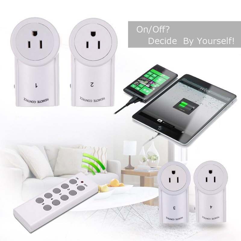 New Wireless Switch Outlet Control Light Wall Socket 4 Pack Power Plug Zap Adapter