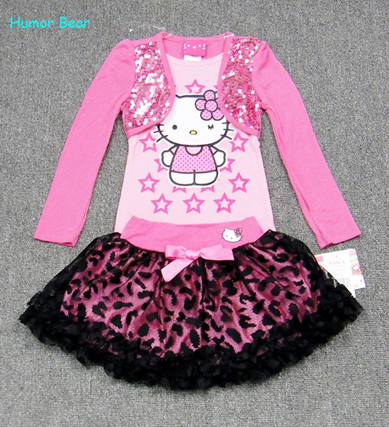 2013 spring/autumn New Children Girl's Sets Skirt Suit hello kitty dress baby Clothing sets shirt +skirt girls clothes set