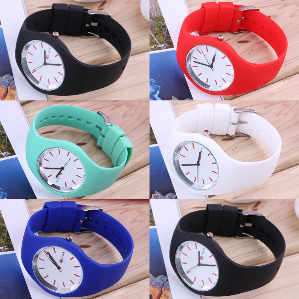 Fashion Men Women Silicon Strap Round Dial Sport Leisure Wrist Watch Jewelry For Girl Women Round