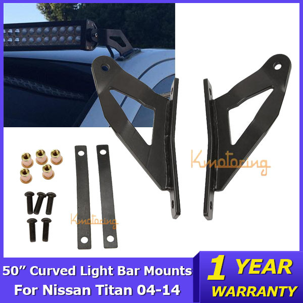 A pair of Roof Windshield 50 inch Curved Led Light Bar Mount Brackets for Nissan Titan 2004-2014
