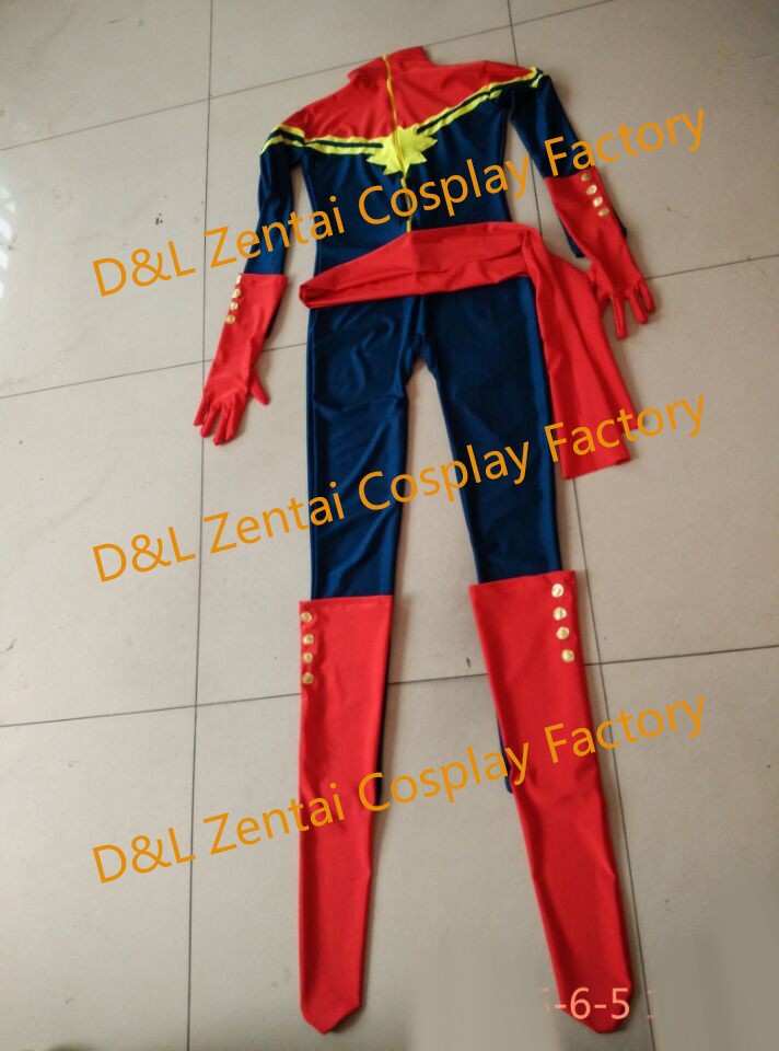 Free Shipping DHL Ms Marvel Costume Captain Marvel Costume Zentai Lycra Spandex Super Hero Cosplay Halloween Costume four Style