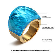2015 large rings for women wedding jewelry big crystal stone ring stainless steel anillos