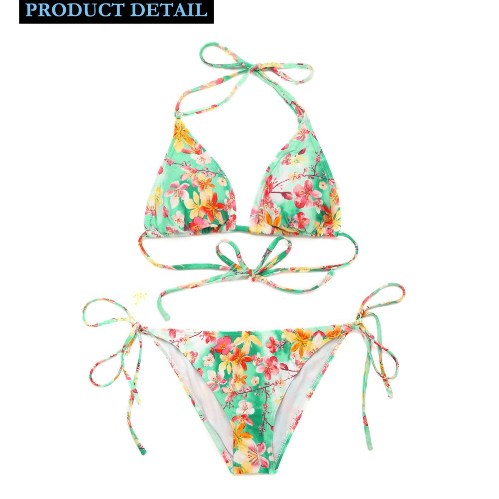 CA152001-570 Colloyes Sexy Shivering Floral Triangle Top + Classic Cut Bottom Bikini Women Swimwear Push-up Padded Bra Bathing Suit Beachwear (6)