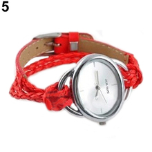 2015 New Lady White Bracelet Charm Leather Watches Weave Quartz Movement Wrist Watch