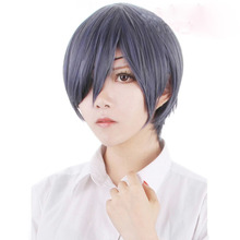 Anime Black Butler Ciel Phantomhive cosplay wig  2014 new fashion women/ men’s Short gray and blue mixed layered wig
