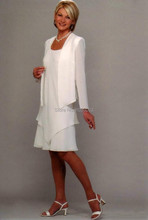 2014 New Style Summer Women Dress White Long Sleeve Mother Of The Bride Dresses Chiffon Mother