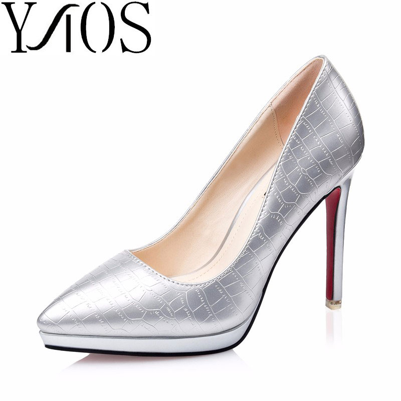 New 2016 Summer shoes Women Sexy Snake texture 10cm High heel Pump Lady Red Sole single