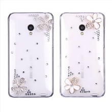 New 2014 For Meizu MX2 Case 3D Bling Diamond Crystal Flower Hard Back Cover for Meizu MX2 MX3 Mobile Phone accessories