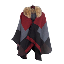 Brand design Women Multicolor Tartan Plaid Poncho Shawl Scarf Faux Fur Pashmina Collar Winter Scarves Cape FEAL S177