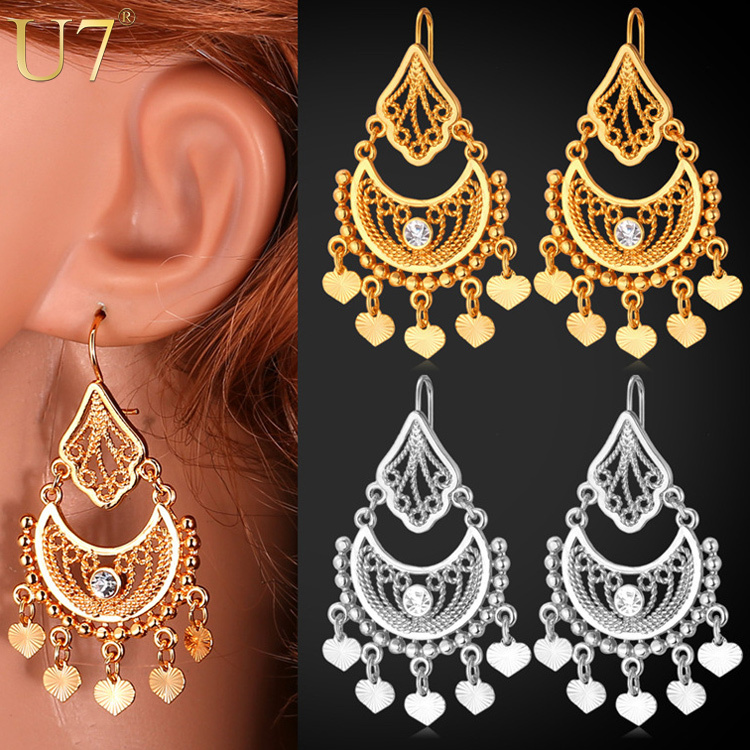 Indian Jewelry Dangle Earrings Party Gift Quality 18K Real Gold