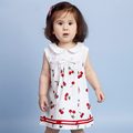 Hot Sale Fashion Children Clothing Summer Dress 6M 4T Girls Sleeveless Dresses Bow Designs Cherry Print