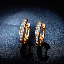 18K Rose Gold Plated Hoop Earrings for women AAA CZ diamond Engagement wedding Brincos boucle d’oreille Bijoux Jewelry BE052