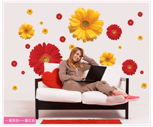 1Set ZY6015 rDaisy Flower Living Room Vinyl 3D Wall Stickers Window Decor Bedroom Wall Decals Sticker To The Kitchen On The Door