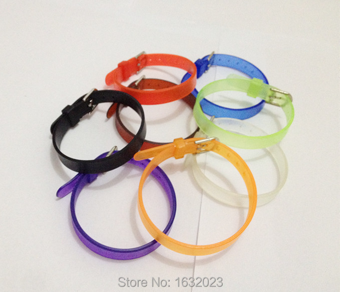 (20 pcs/lot) 8mm PVC Transparent Wristband Bracelets can choose color DIY Accessory Fit Slide Letter /Slide Charms WB11