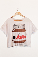 2015 New Hot Sale Fashion Women Tank Nutella Print Crop T-Shirt Tops Short Sleeve Shirt F1003