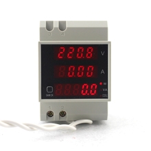 AC Volt Amp power meter gauge power factor AC200-450V 100A DIN RAIL with red led display active power Apparent power display