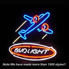 New Air War Plane Bud Light Neon Sign Neon Bulbs Recreation Room Garage Sign Store Display Real Glass Tube Handcraft Gifts 17×14