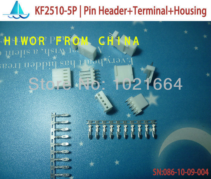 (100sets/lot)(connector|KF2510)  KF2510 5Pin,Pitch:2.54MM/0.1inch, Pin Header + Terminal + Housing, KF2510-5P