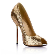 Sexy Glitter Open Toe Women Pumps Fashion Open Toe Red High Heels Wedding Shoes Woman Thin Heel Plus Size 35-43