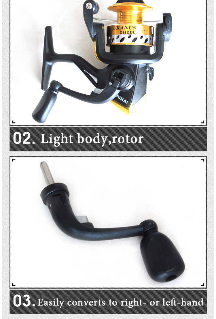 2015 Low priced fishing spinning reel aluminum alloy spool OH 200 fishing Apparatus 5.51 Bearings three spinning fishing reel pesca   (11)